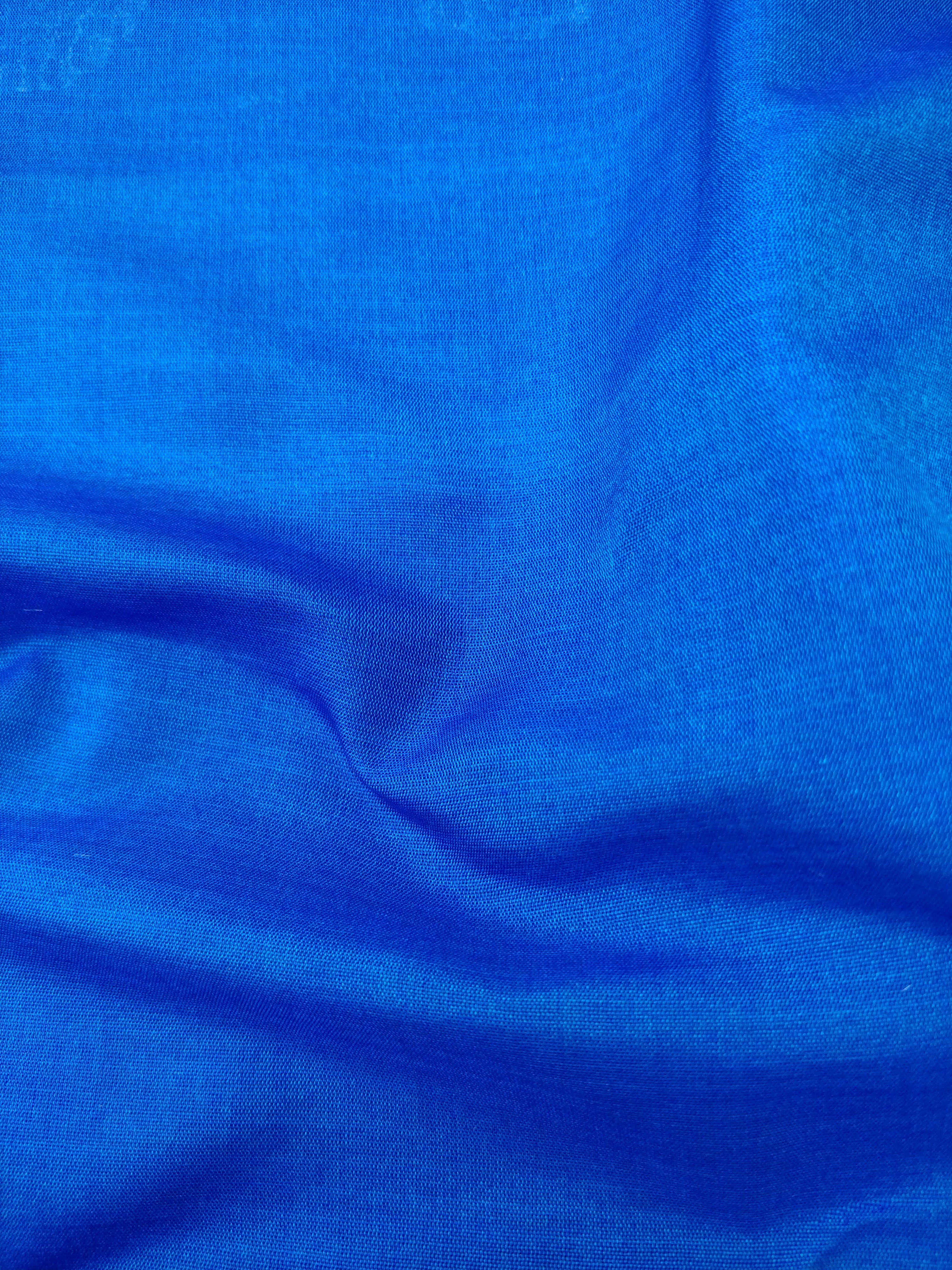 Blue Cotton Silk Banarsi Unstitched Suit Set