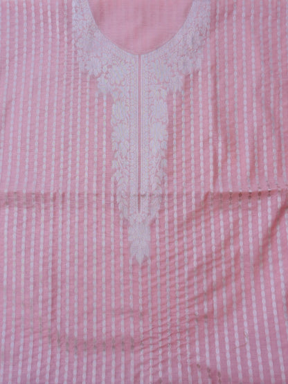 Pink Banarasi Cotton Unstitched Suit Set