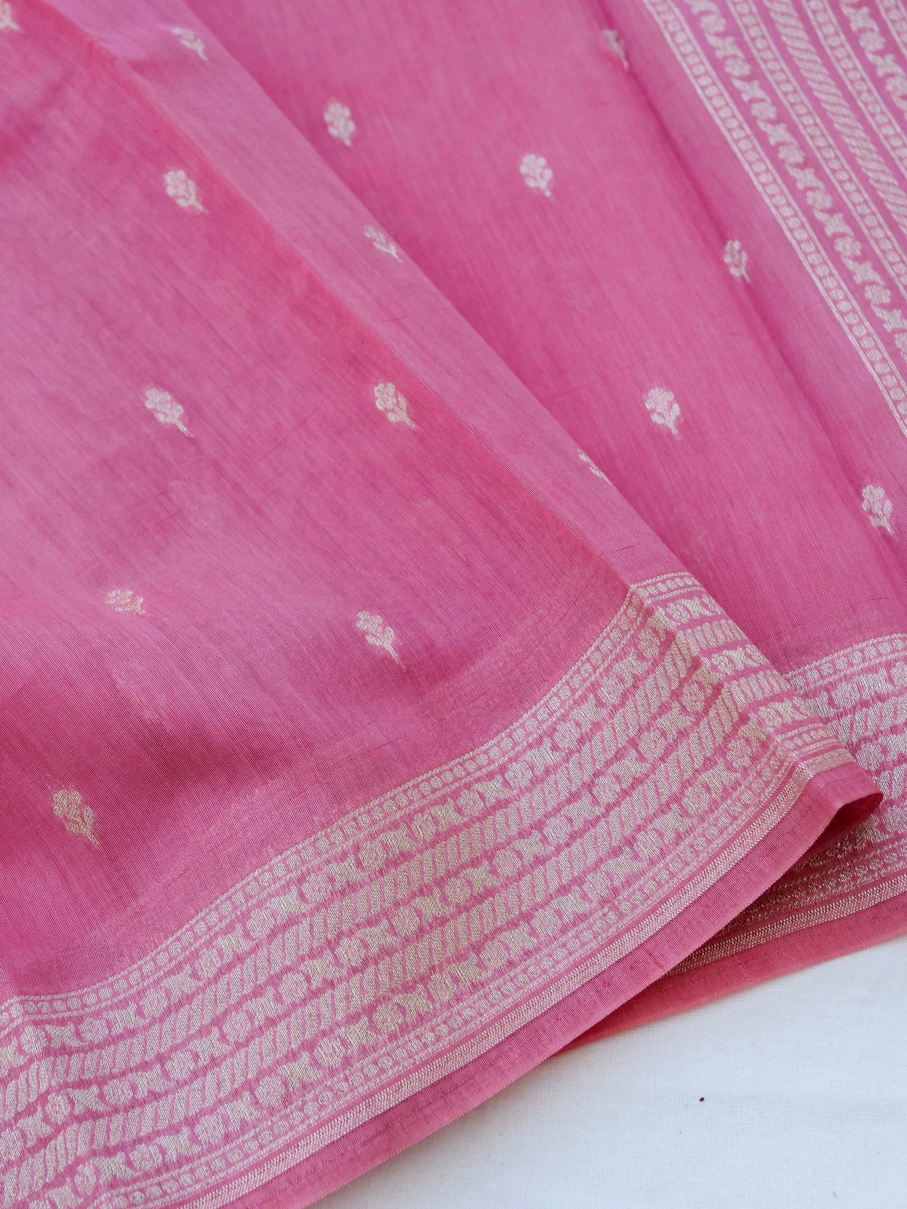Pink Cotton Unstitched Banarsi Suit Set