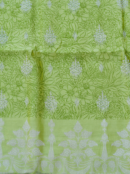 Green Chiniya Silk Printed Unstitched Banarasi Suit Set