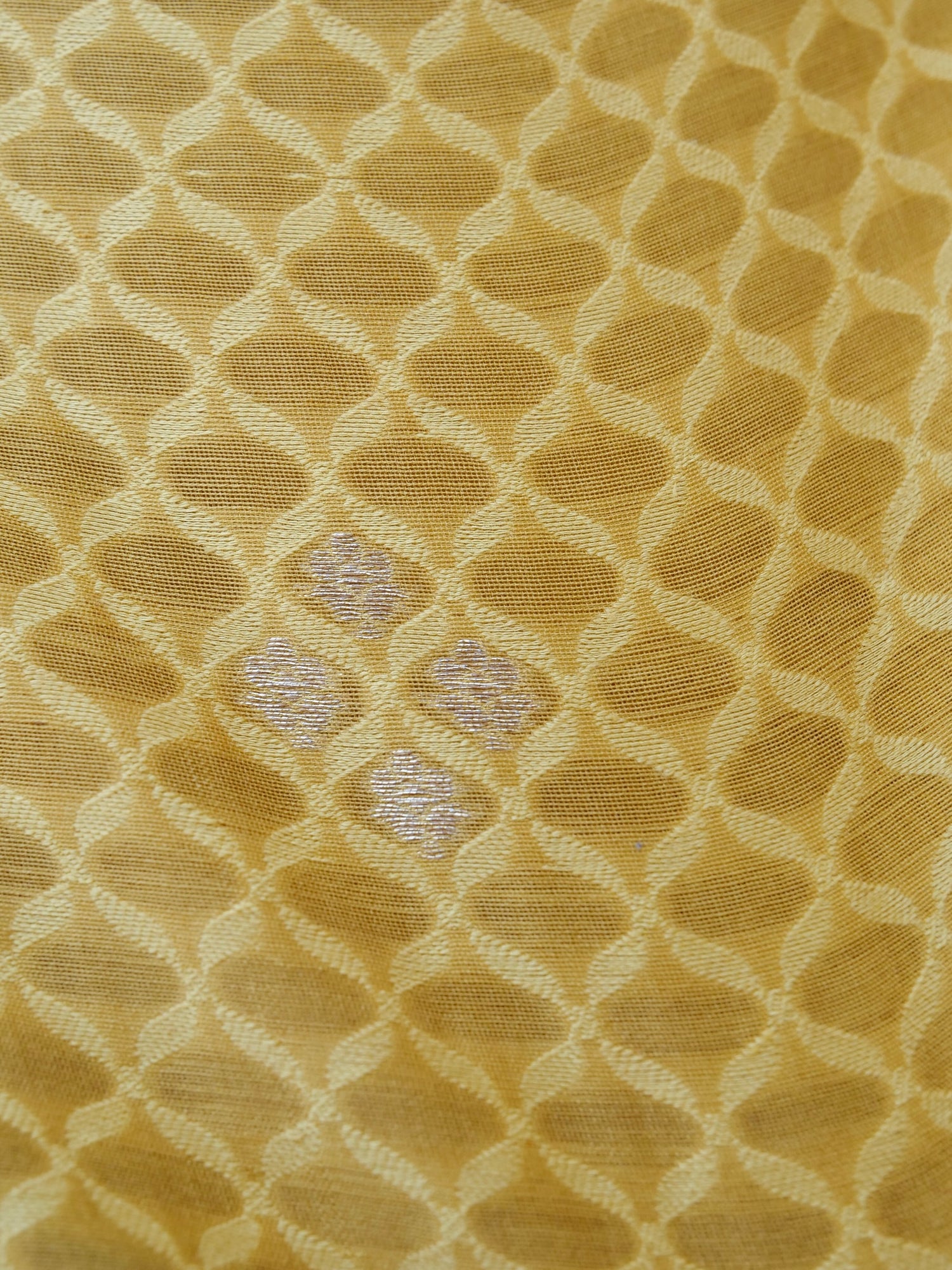 Yellow Cotton Unstitched Banarasi Suit Set