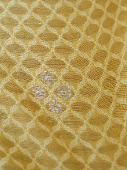 Yellow Cotton Unstitched Banarasi Suit Set