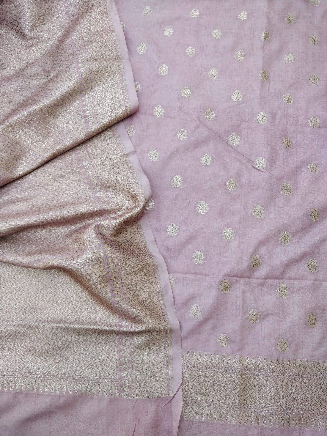 Mauve Cotton Silk Unstitched Banarasi Suit Set