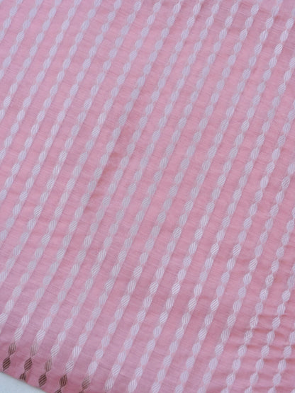 Pink Banarasi Cotton Unstitched Suit Set