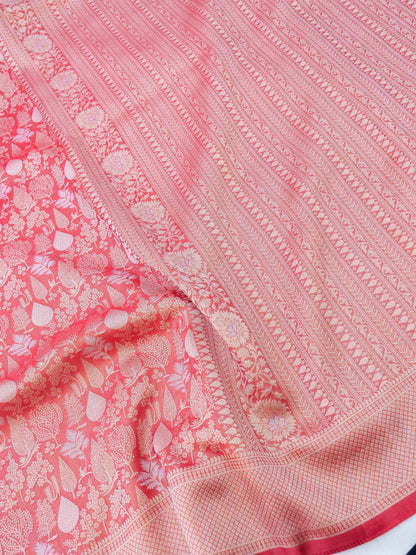 Red Silk Tissue Jangla Banarasi Saree