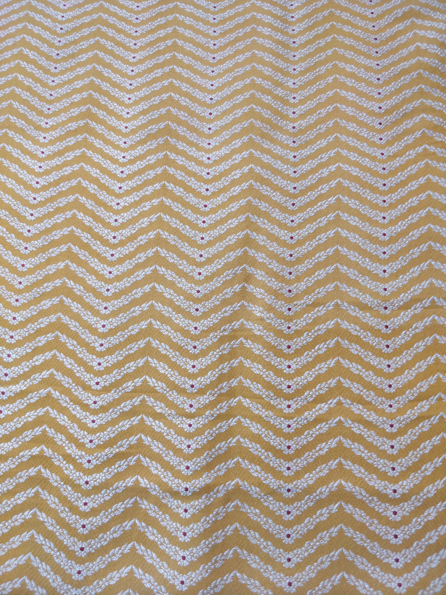 Yellow Handwoven Pure Kataan Silk jaal Fabric