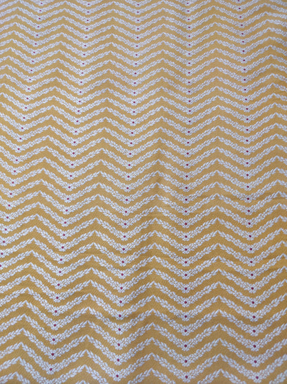 Yellow Handwoven Pure Kataan Silk jaal Fabric