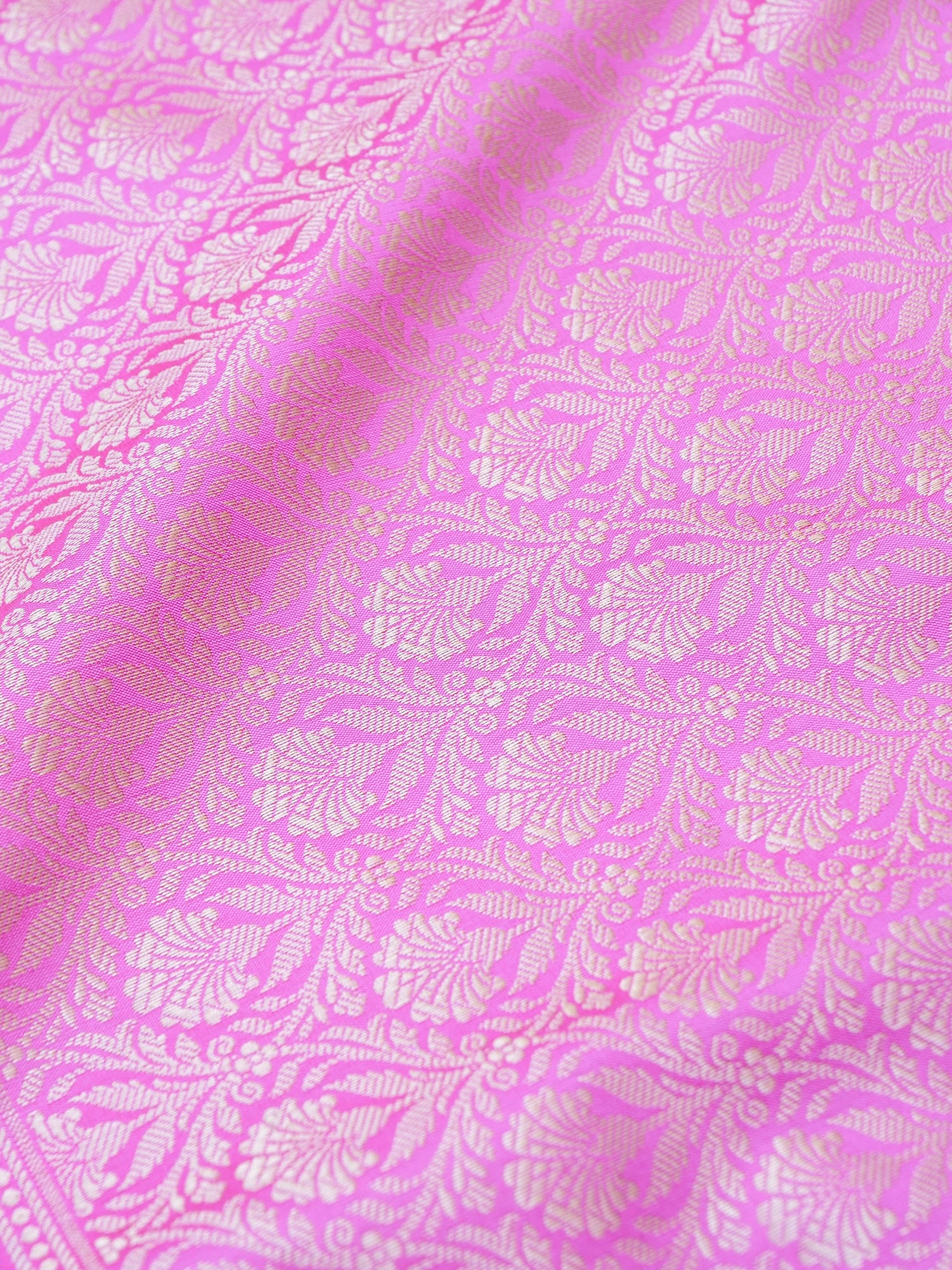 Light Pink Kataan Silk Meena Jangla Banarasi Saree