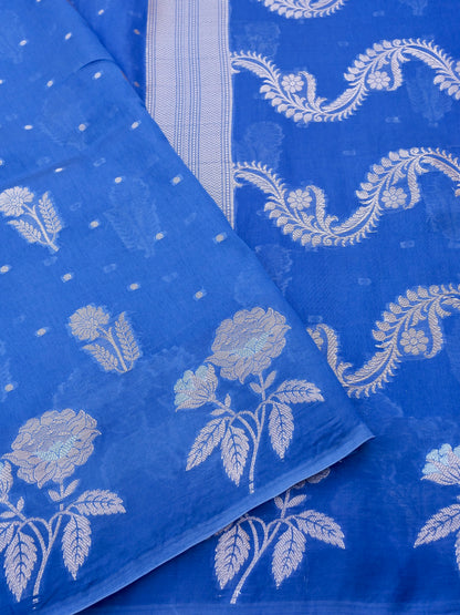 Blue Chiniya Silk Blended Banarasi Saree