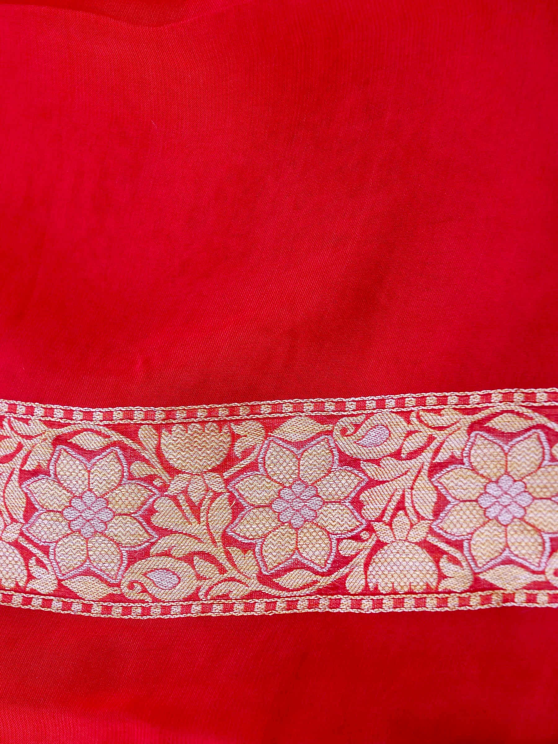 Red Bandhni Georgette Silk Banarasi Saree