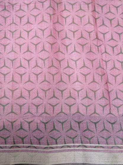 Pink Organza Silk Butterfly Print Banarasi Saree