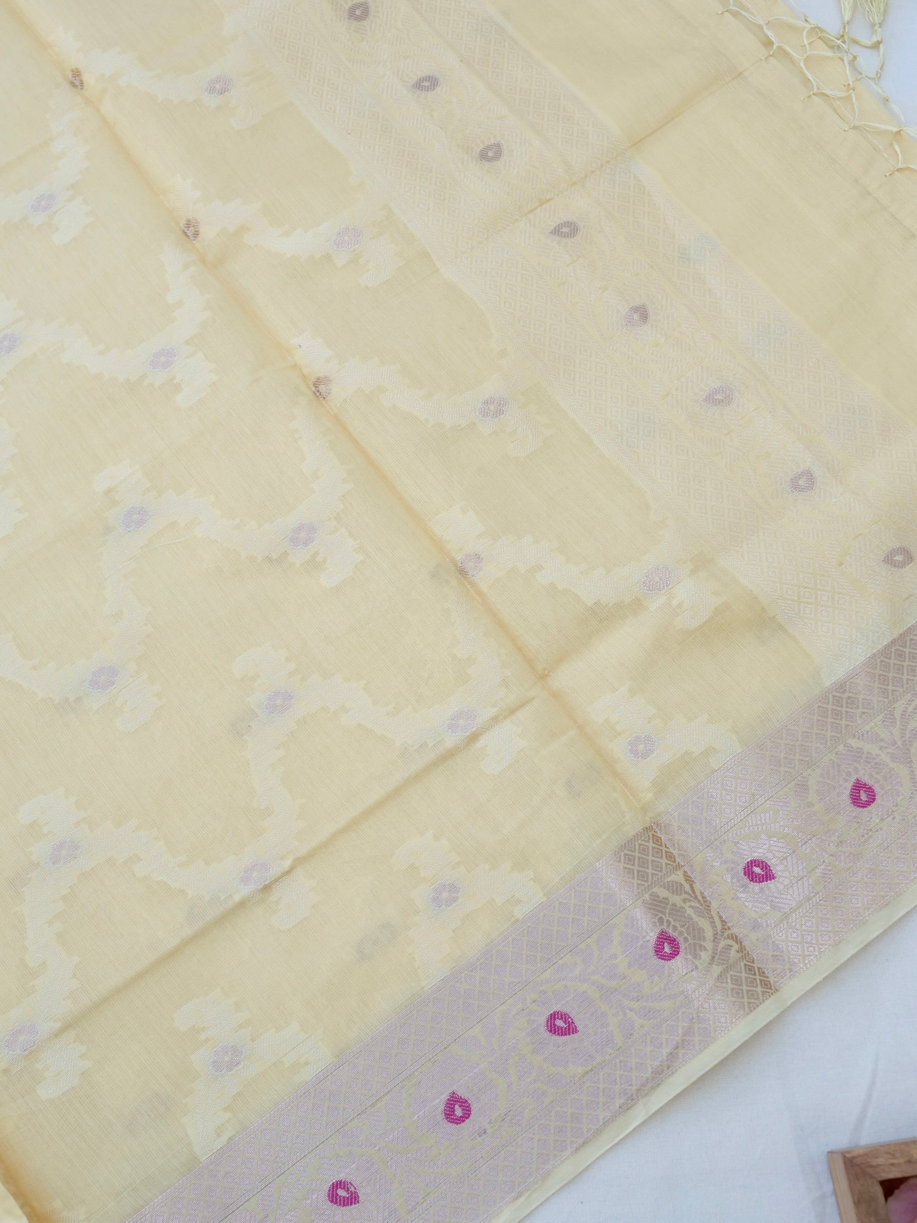yellow  Banarasi Cotton Silk Unstitched Suit Set