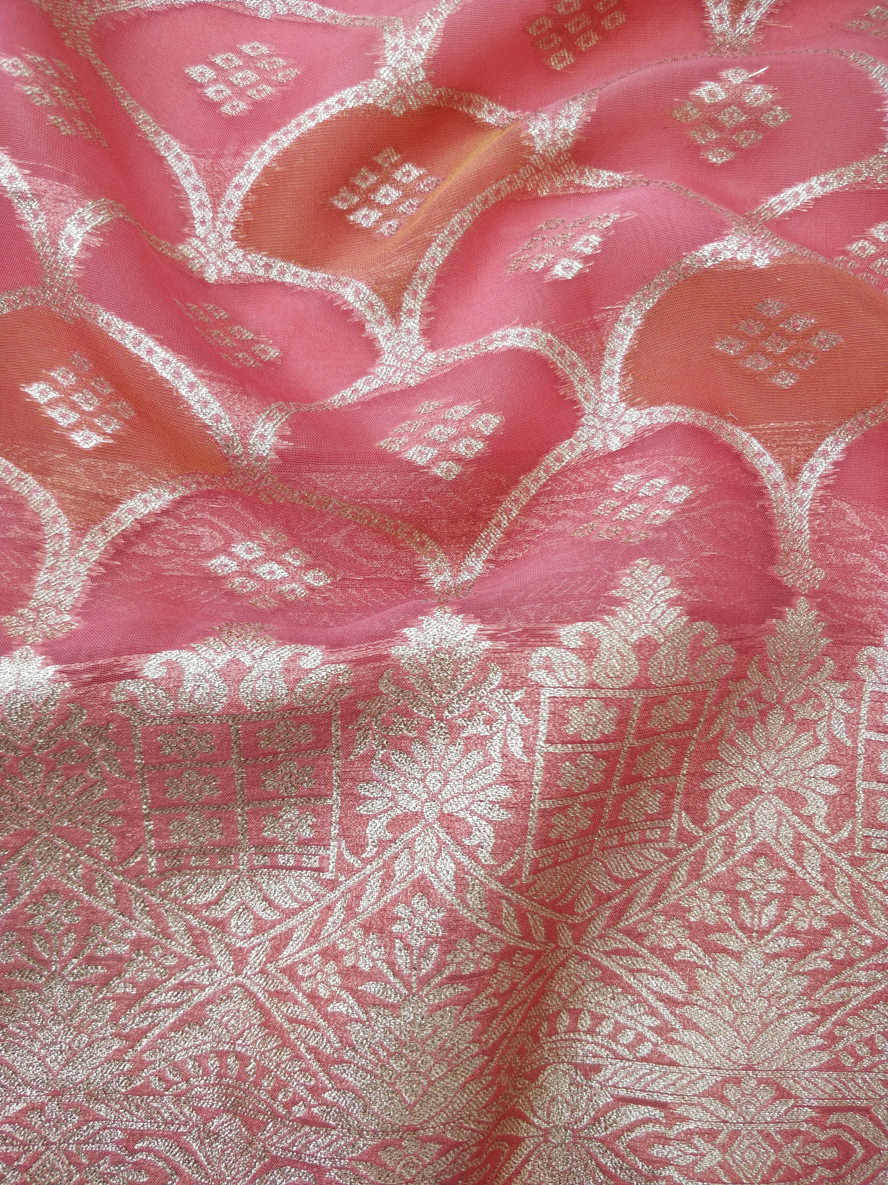 Pink Rangkaat Organza Banarasi Suit Set