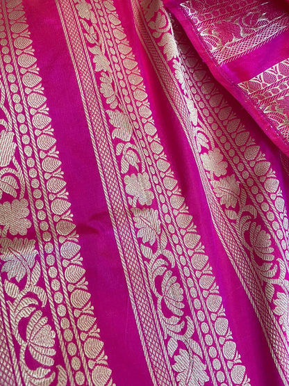 Jaya Pink Handwoven Pure Silk Banarasi Lehenga with Meenakari