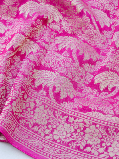 Pink Georgette Silk Jangla Banarasi Saree