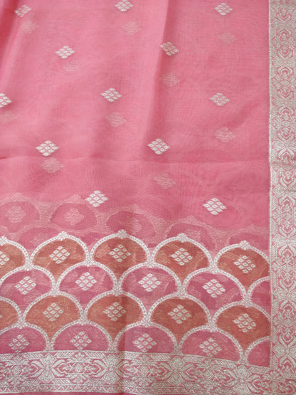 Pink Rangkaat Organza Banarasi Suit Set