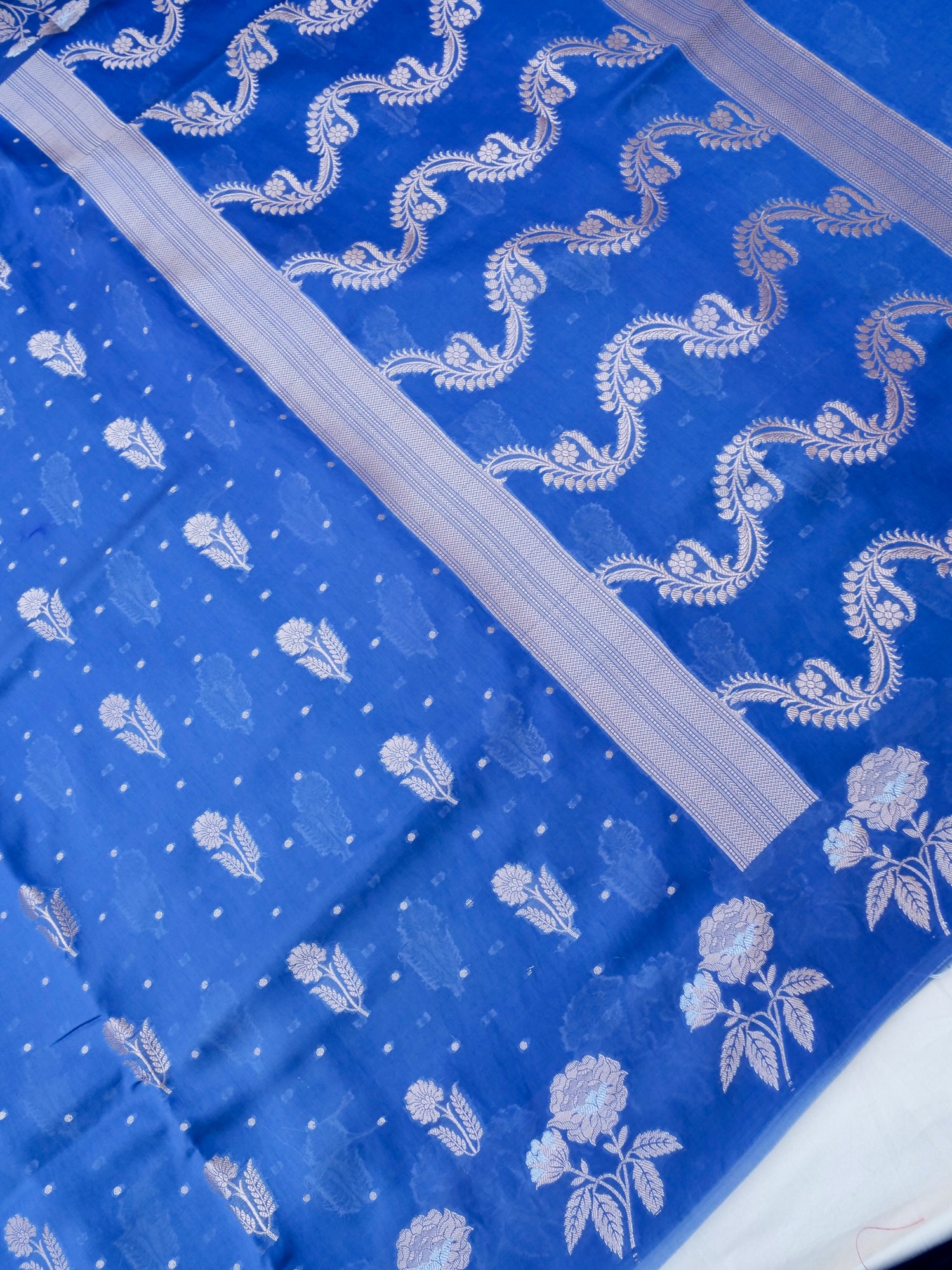 Blue Chiniya Silk Blended Banarasi Saree