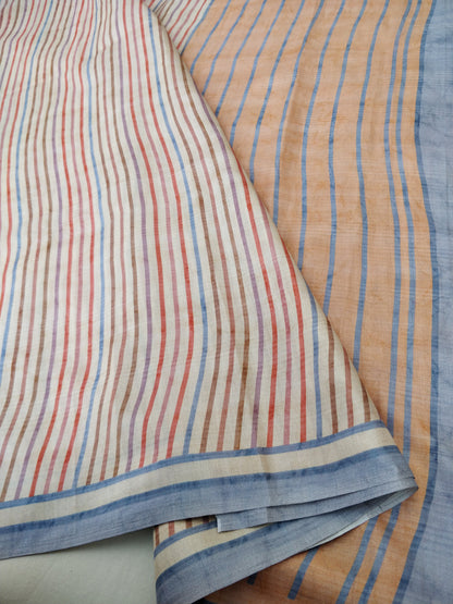 Striped Soft Crepe Silk Digital Print Banarasi Saree
