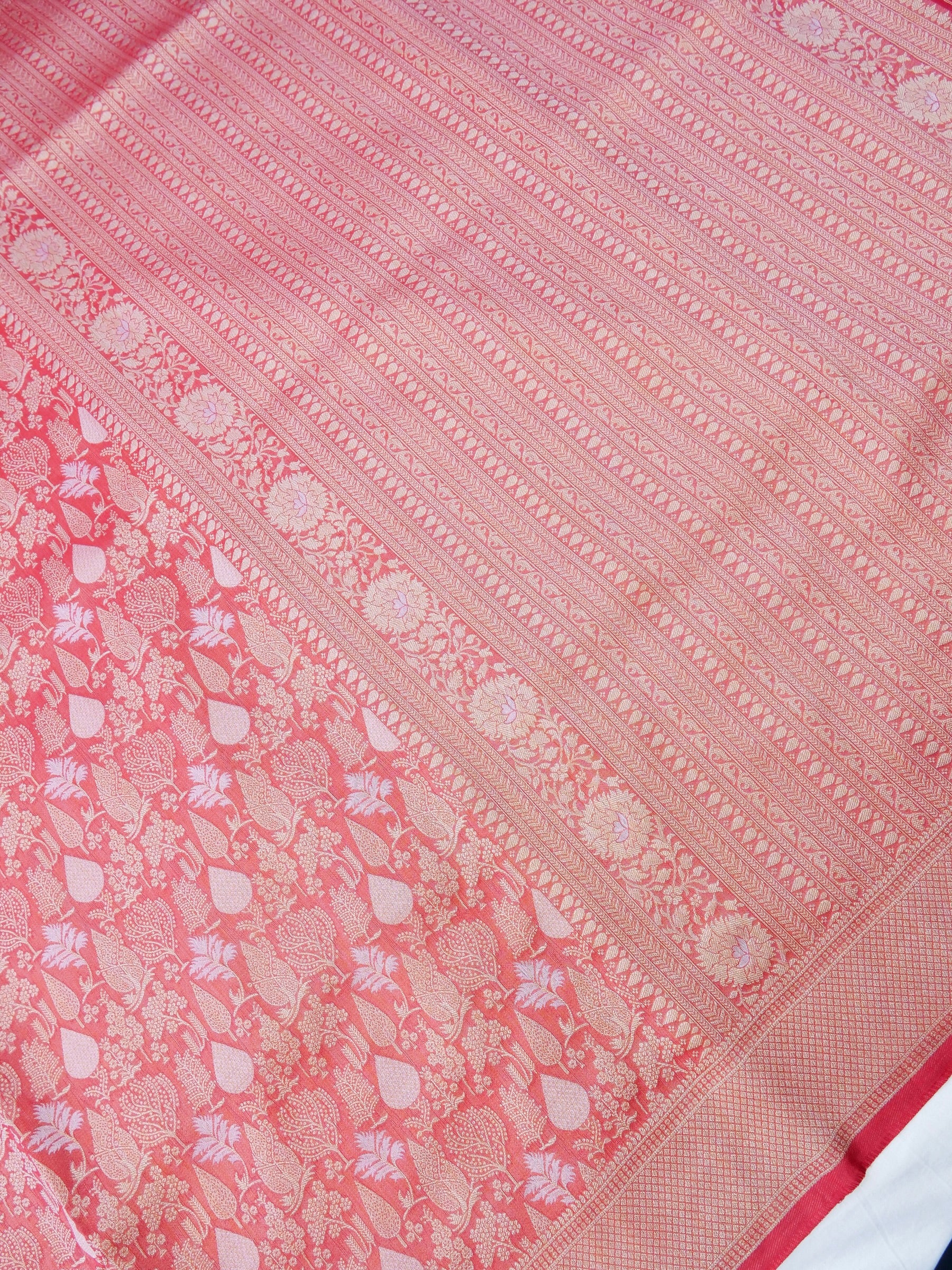 Red Silk Tissue Jangla Banarasi Saree