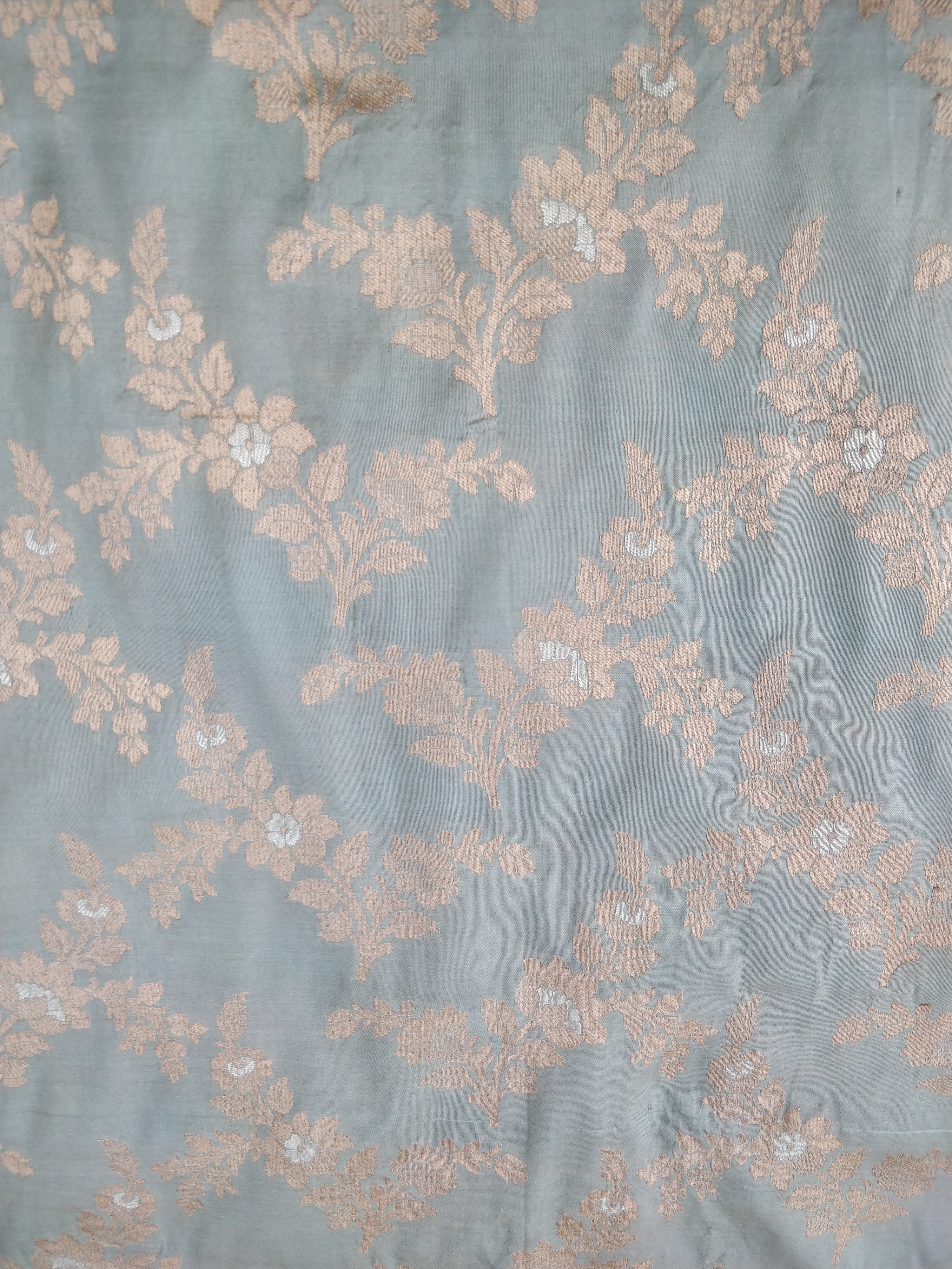 1.30 m Light Blue Handwoven Pure Kataan Silk jaal Fabric