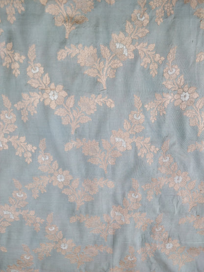 1.30 m Light Blue Handwoven Pure Kataan Silk jaal Fabric