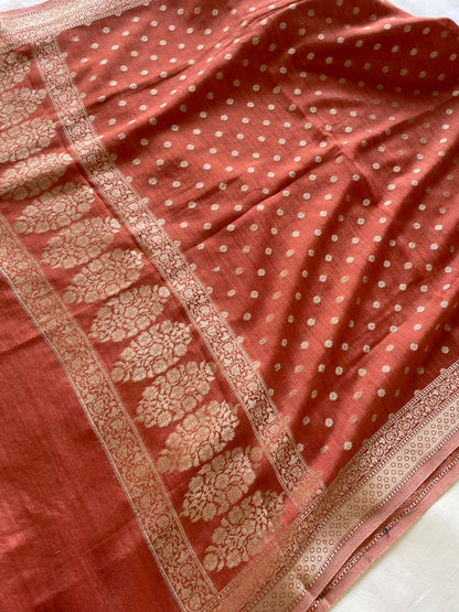 Brown Pure Munga Silk Dupatta