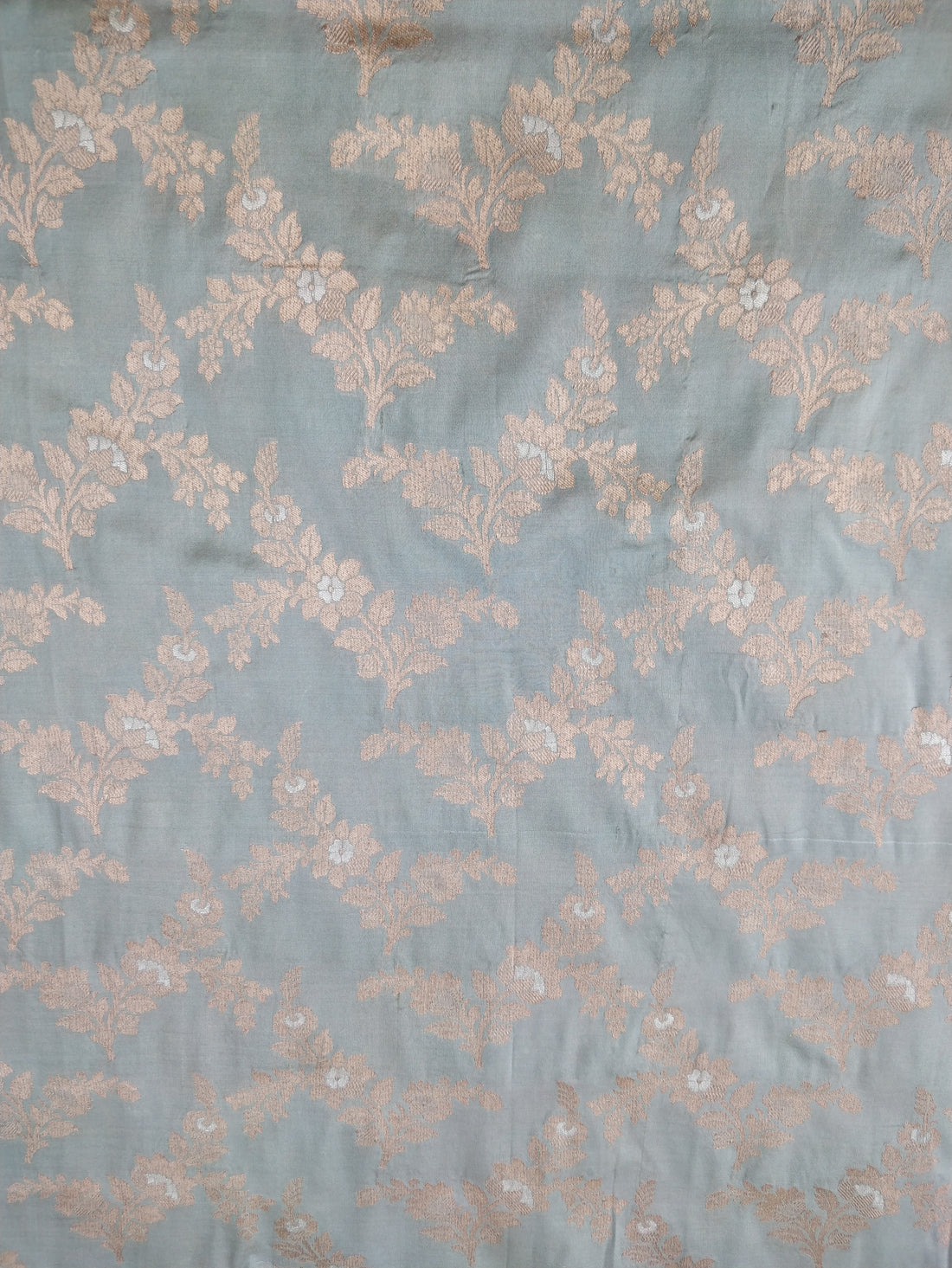 1.30 m Light Blue Handwoven Pure Kataan Silk jaal Fabric
