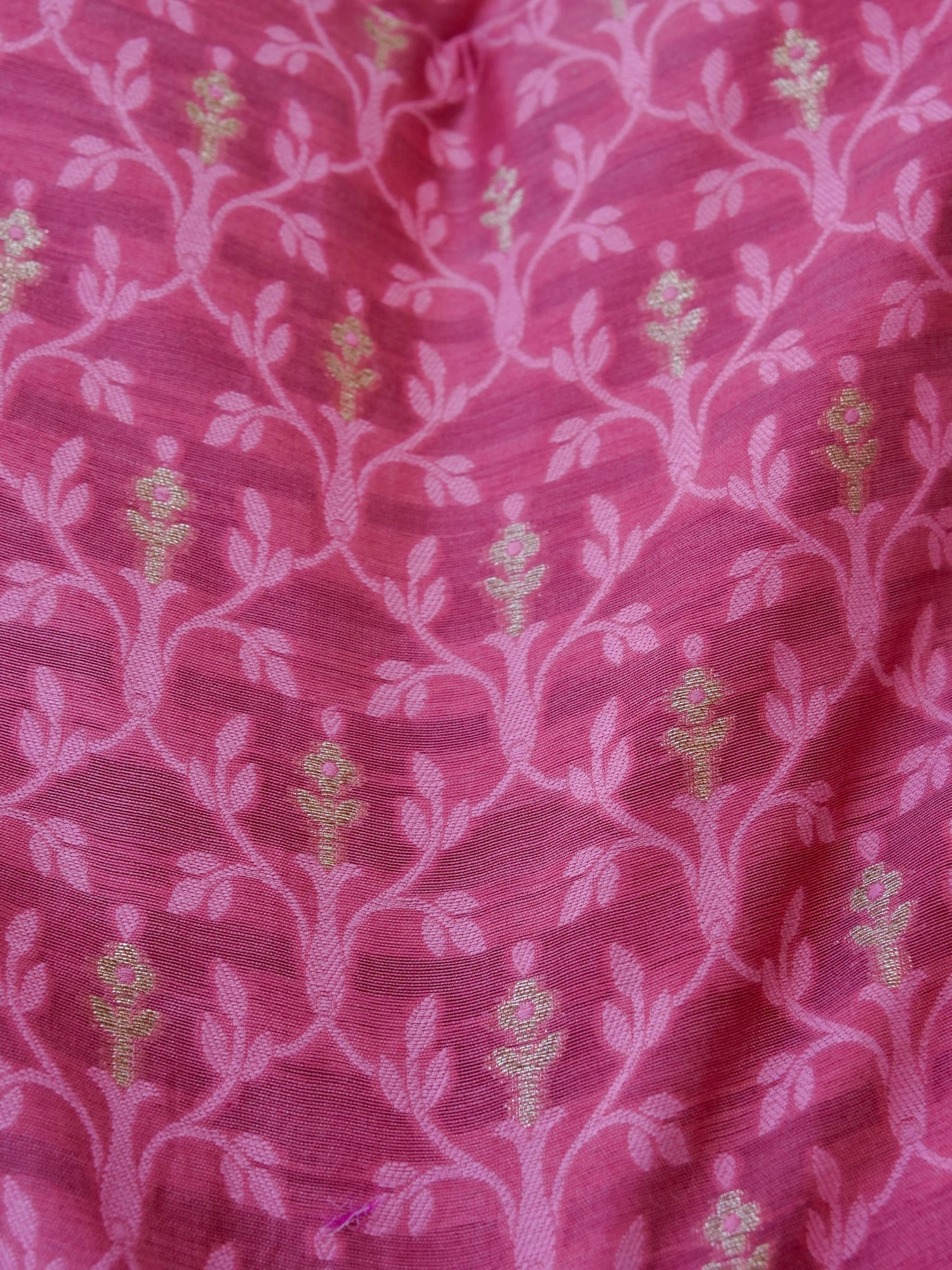 Pink Cotton Unstitched Banarsi Suit Set