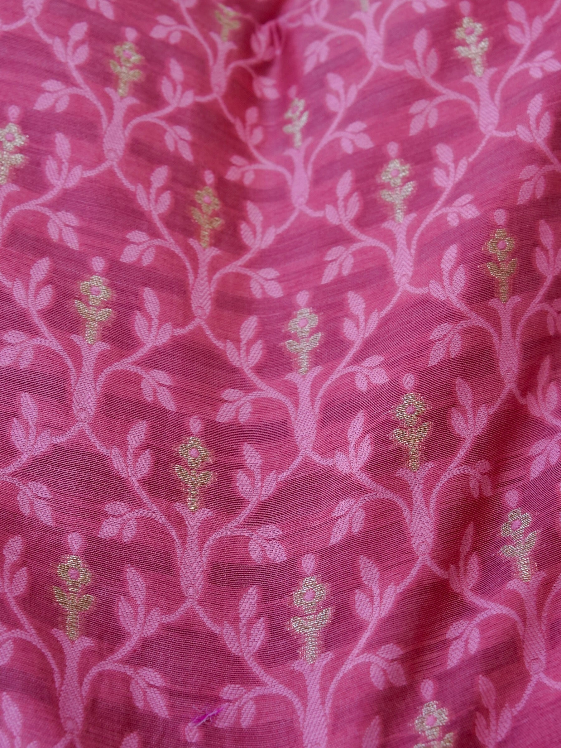 Pink Cotton Unstitched Banarsi Suit Set