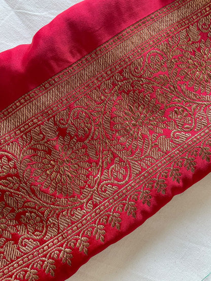 Red Satin Banarasi Border 10 Inch