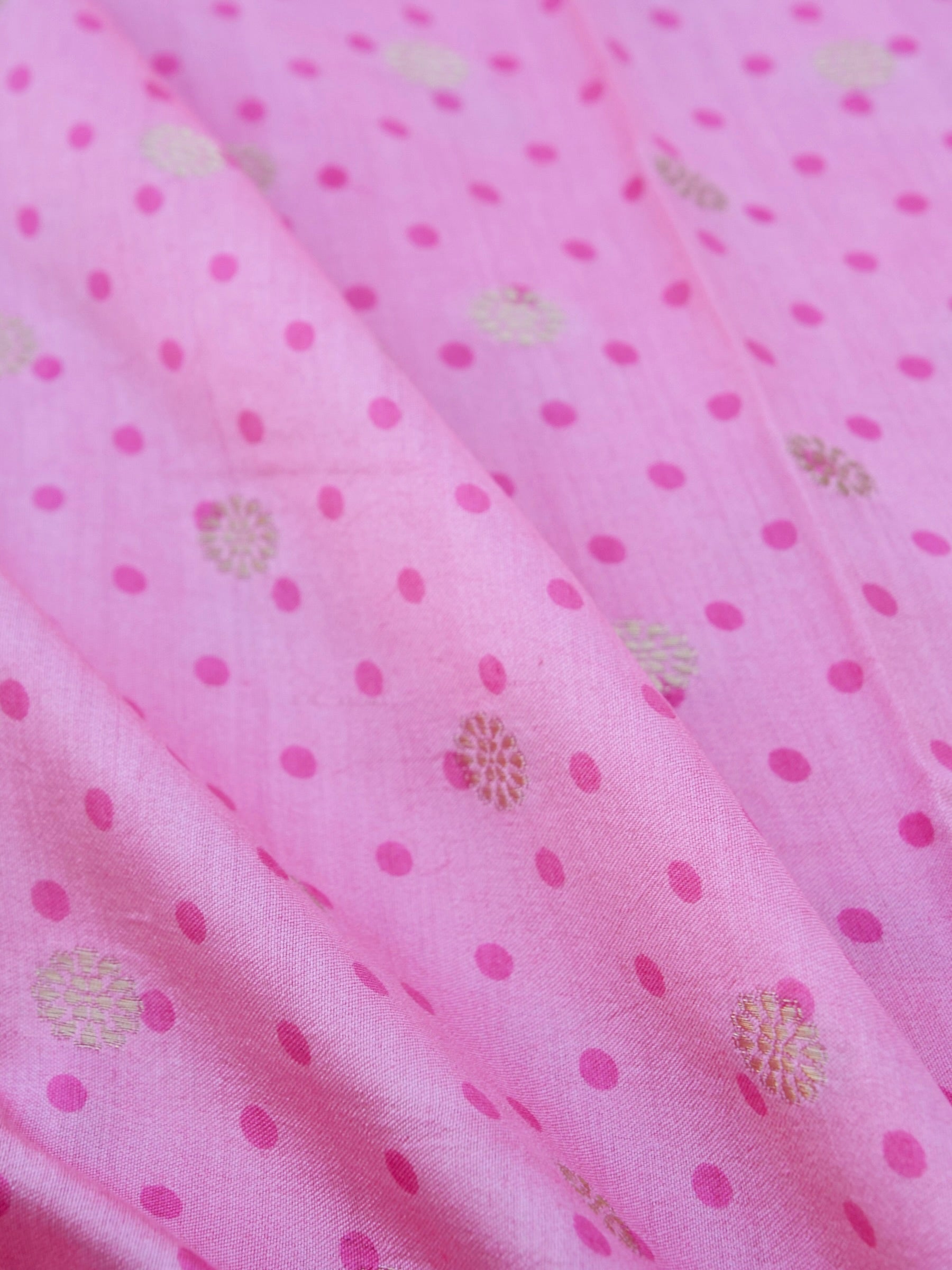 Pink Chiniya Silk Printed Unstitched Banarasi Suit Set