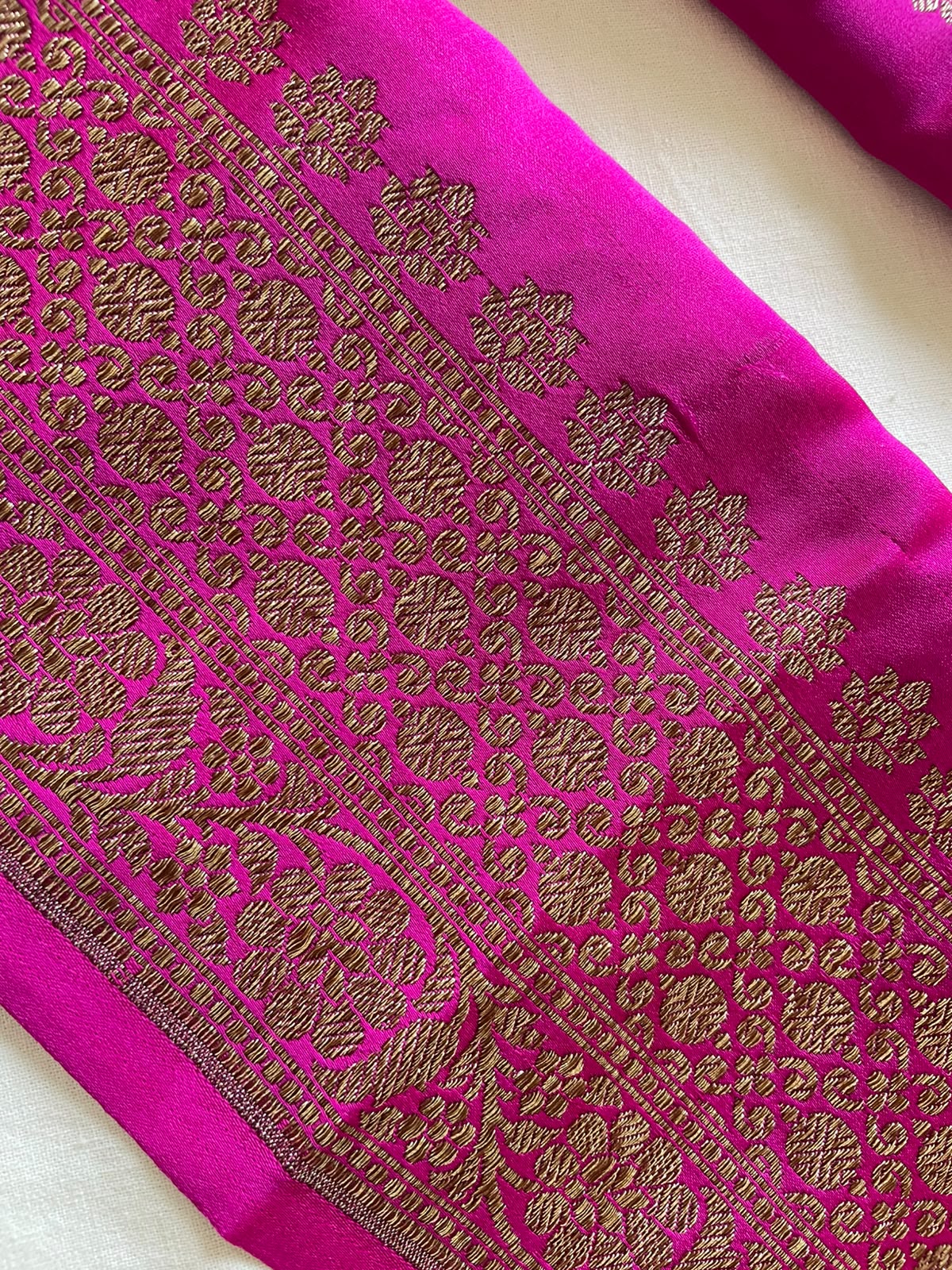 Pink Satin Banarasi Border 10 Inch