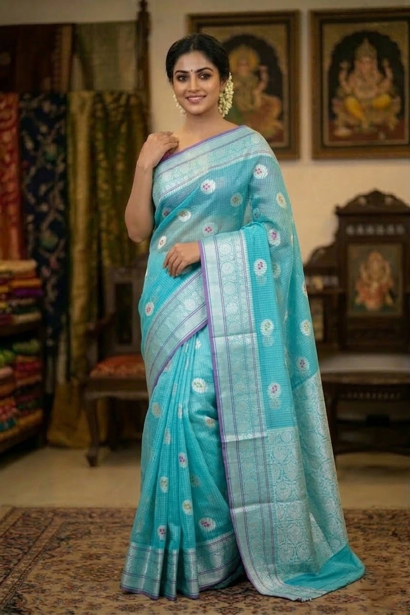 Kota Silk Green Buta Woven Banarasi Saree