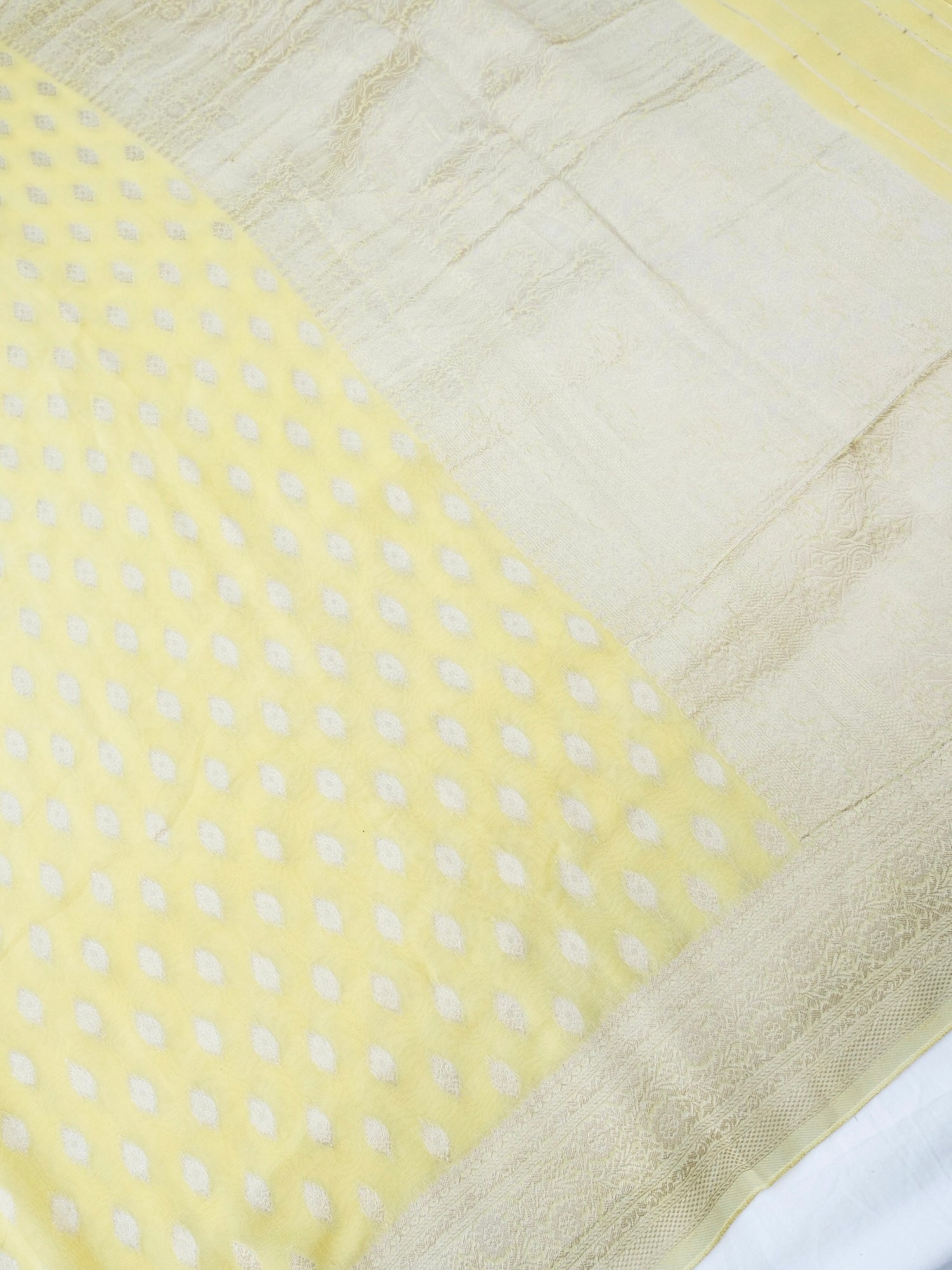 Yellow Georgette Silk Buti Banarasi Saree