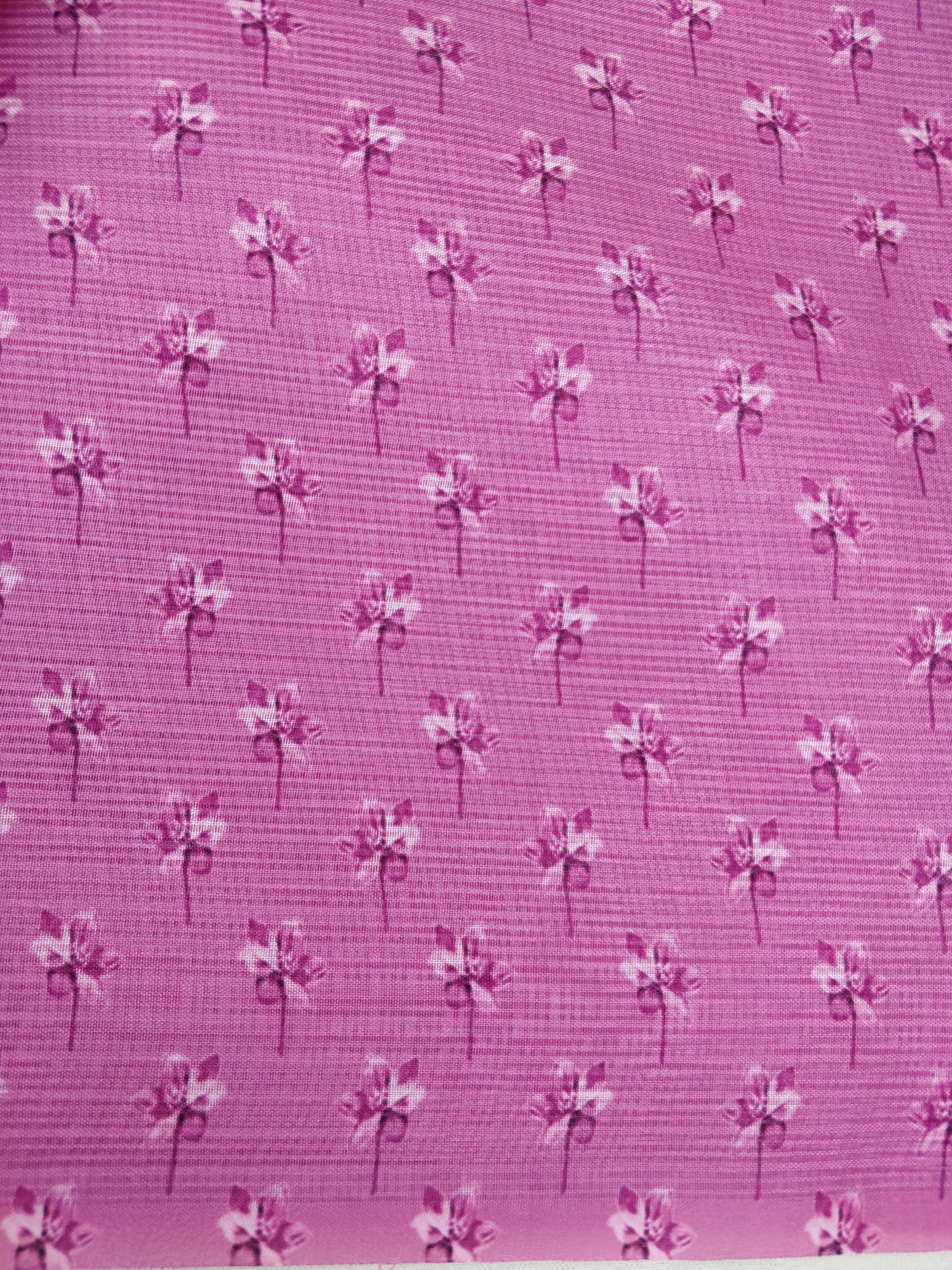 Pink Kota Floral Print With Embroidery Saree