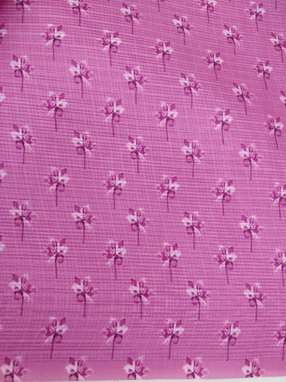 Pink Kota Floral Print With Embroidery Saree