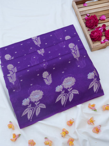 Purple Chiniya Blended Silk Banarasi Saree