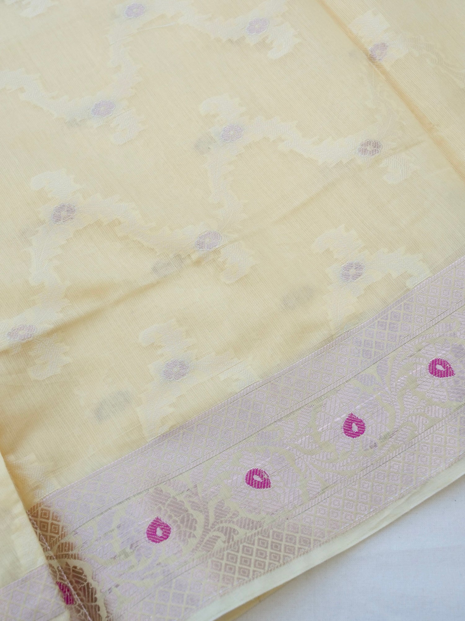 yellow  Banarasi Cotton Silk Unstitched Suit Set