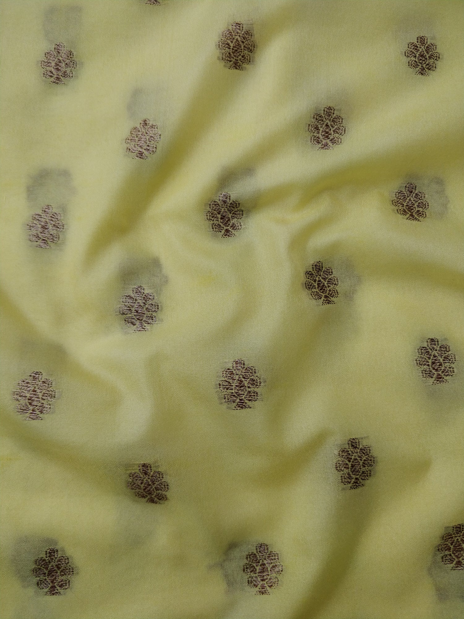 Lemon Yellow Cotton Banarasi Unstitched Suit Set