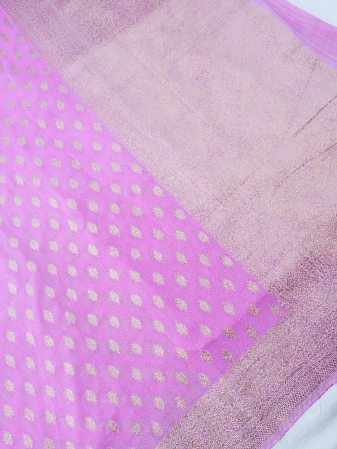 Pink Georgette Silk Buti Banarasi Saree