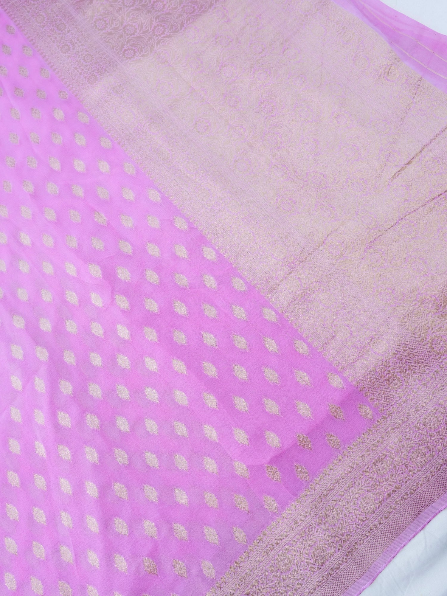 Pink Georgette Silk Buti Banarasi Saree