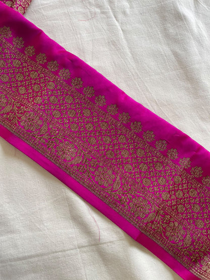 Pink Satin Banarasi Border 10 Inch