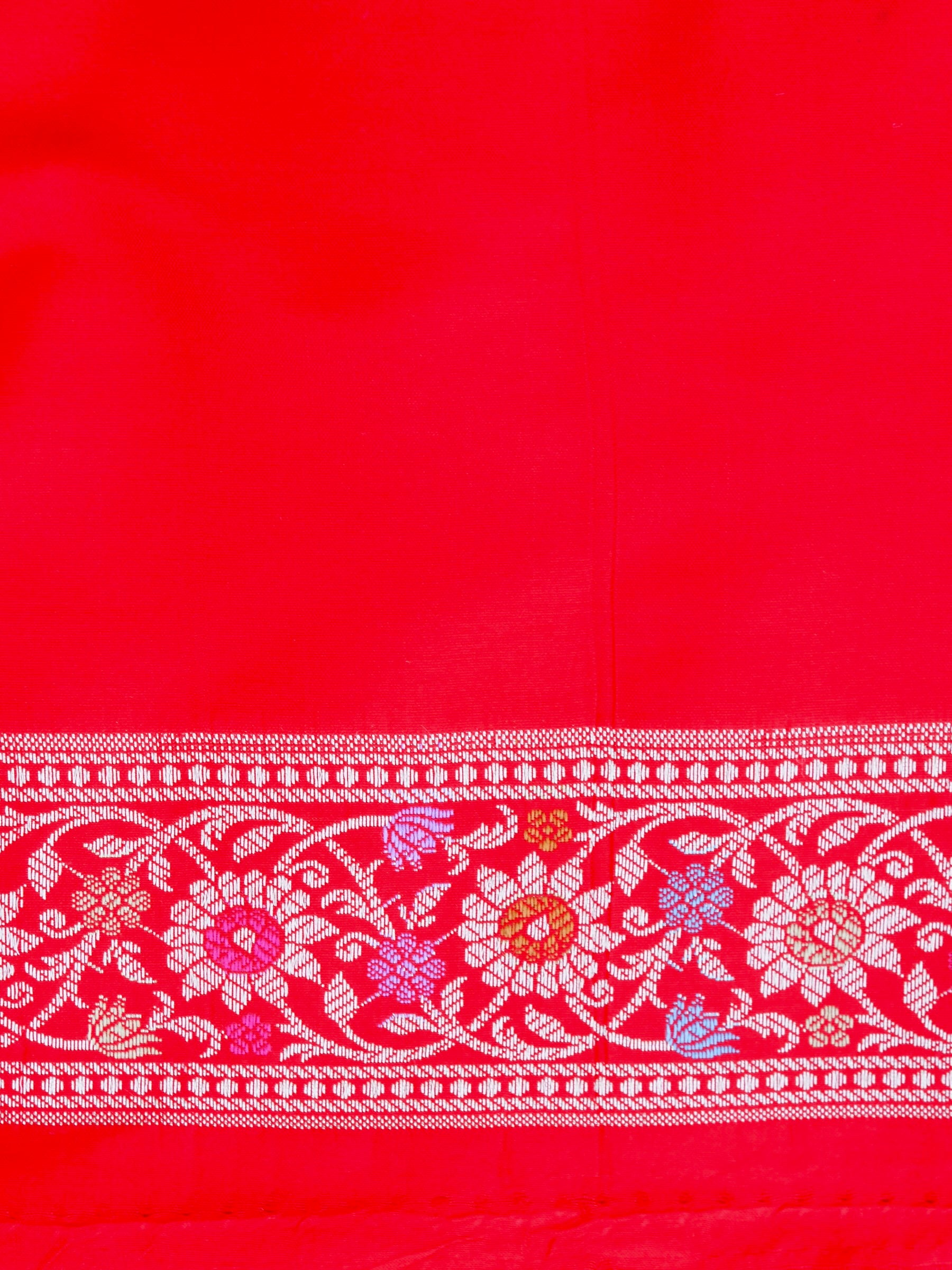 Red Kataan Silk Meena Jangla Banarasi Saree