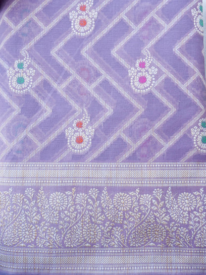 Purple Banarasi Cotton Unstitched Suit Set