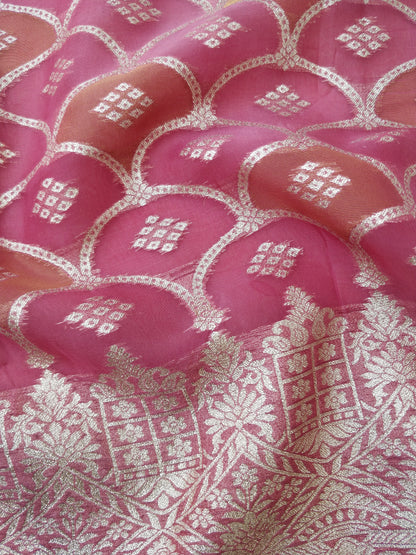 Rangkaat Blush Pink Organza Jaal Banarasi Suit Set