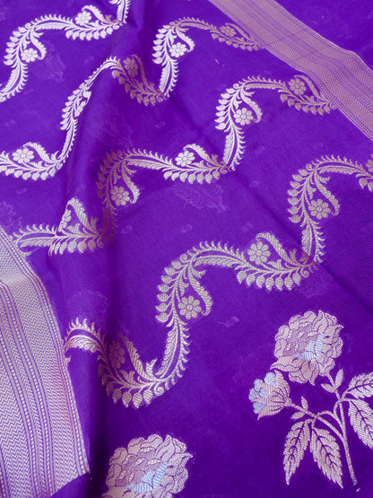 Purple Chiniya Blended Silk Banarasi Saree