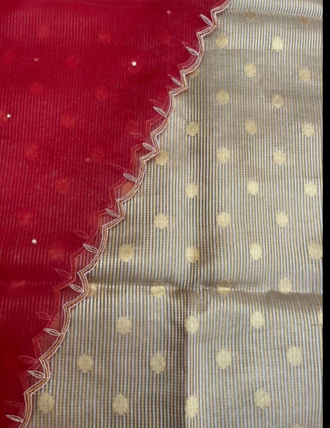 Golden Beige Handwoven Pure Tissue Silk Banarasi Suit Set