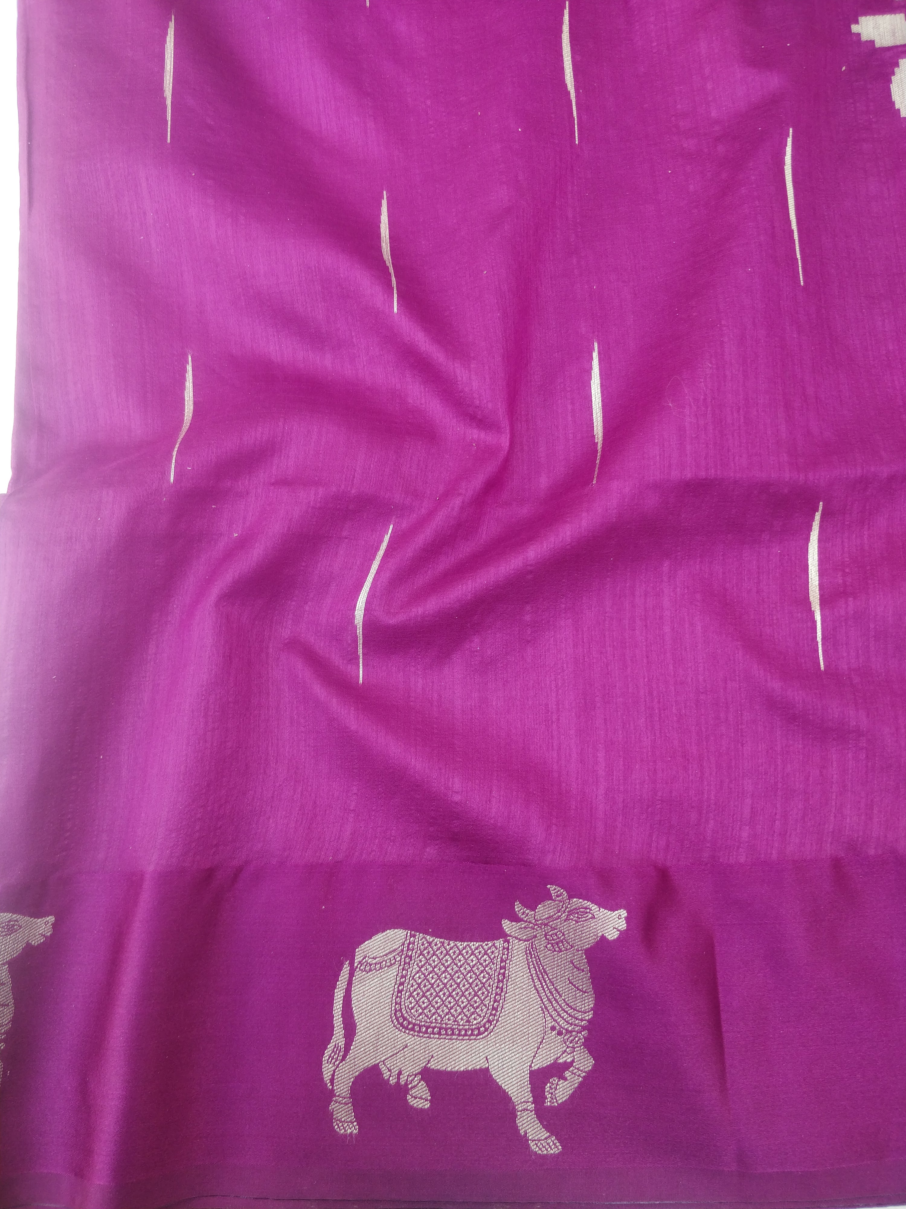 Purple Semi Kataan Pichwai Banarasi Saree With Satin Border