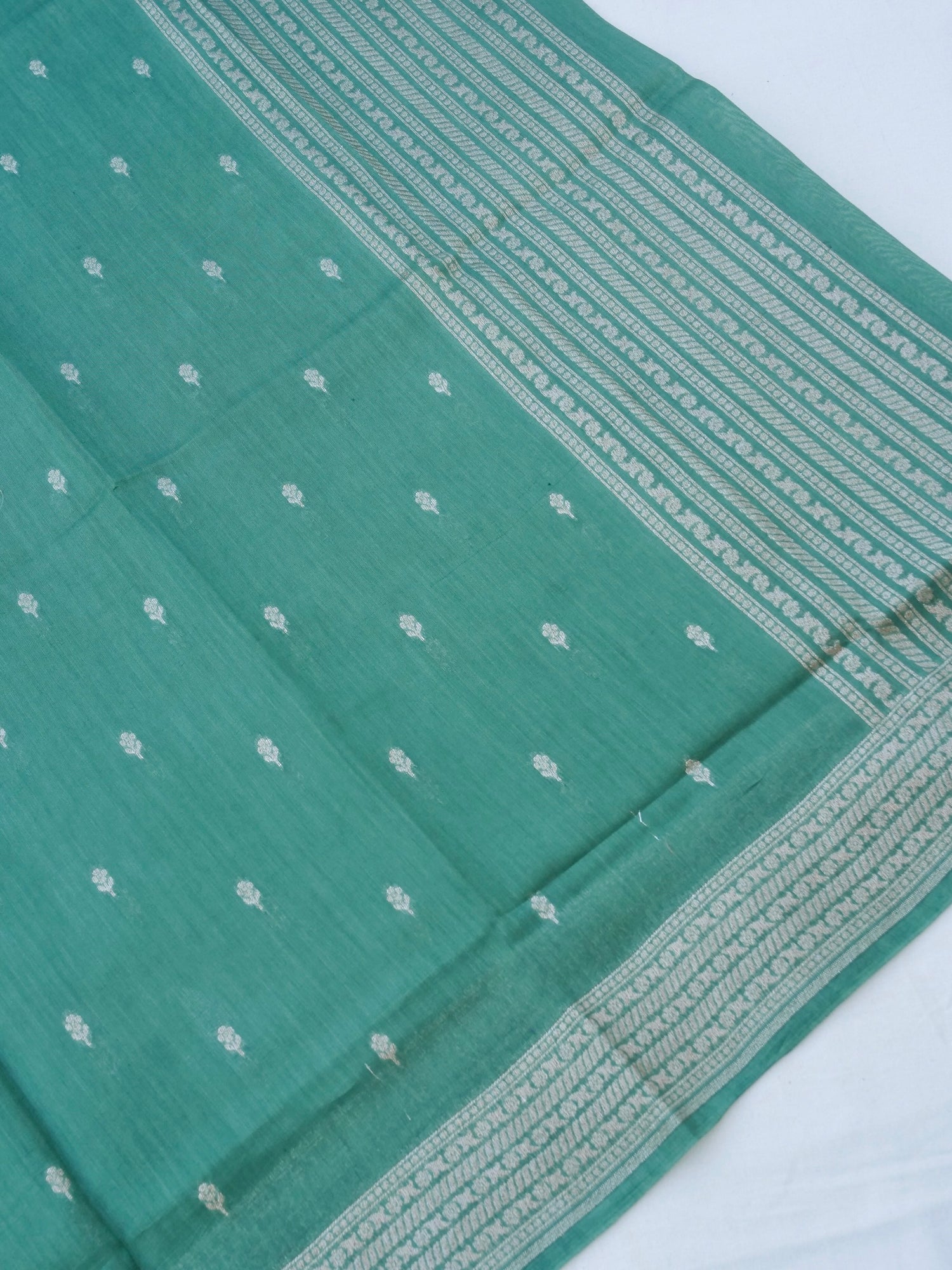 Green Cotton Unstitched Banarasi Suit Set