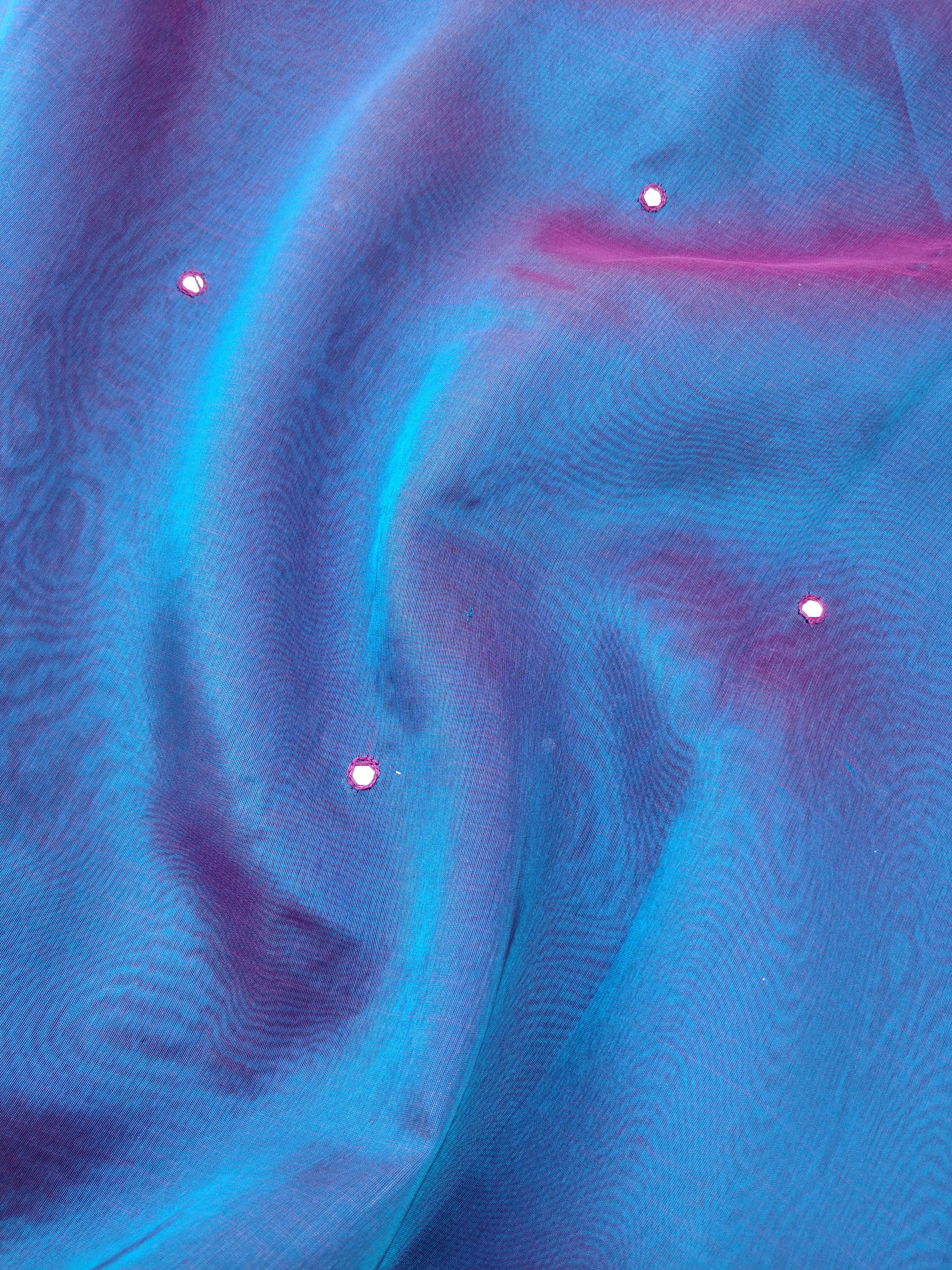 Peacock Blue Tissue Silk Saree with Lace Border